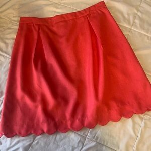 Women's Scalloped Hem Red Skirt